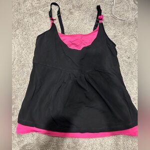 Double You! Maternity & Nursing Tank Top: Black and Pink